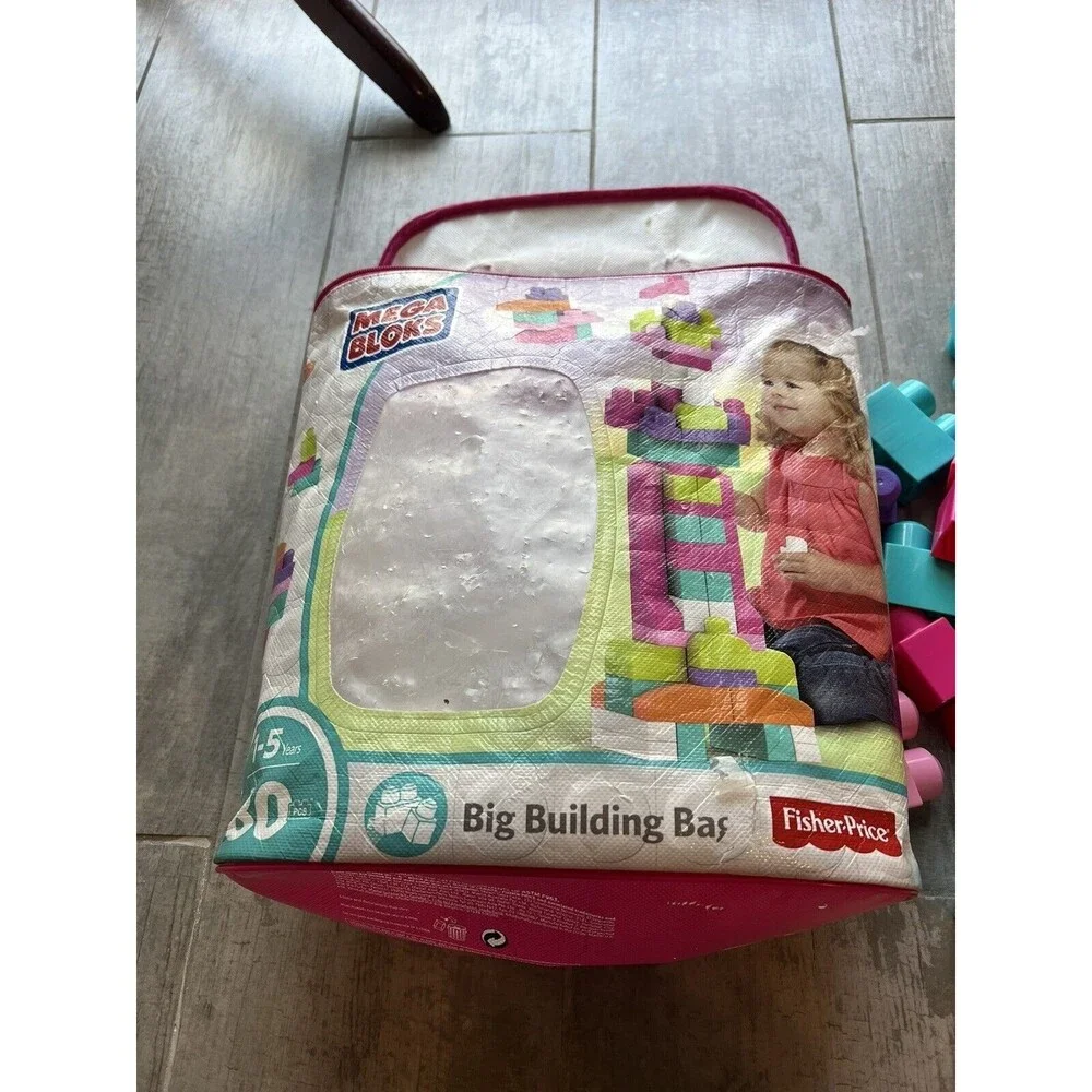 MEGA BLOKS Big Building Bag Toy Block Set 1-5 years 67 Blocks & Carrying Bag
